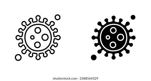 Microorganism vectors icons set in filled and strokes on white background