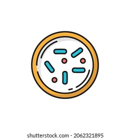Microorganism Virus Bacteria Cell Isolated Color Line Icon. Vector Healthy Organism Bacteria, Flat Chemical Microbe. Prebiotics Sign, Gastrointestinal Therapy. Bifidobacterium, Positive Bacterium