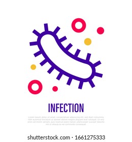 Microorganism, virus, bacteria. Thin line icon. Infection of grippe, coronavirus, flu. Healthcare and medical vector illustration.