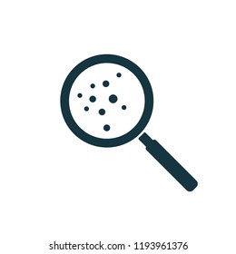 Microorganisms or crumbs under magnifier icon for web and mobile, modern minimalistic flat design. Vector illustration