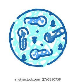 Microorganisms growing inside a petri dish are providing a visual representation for biology, microbiology, and scientific research and development procedures