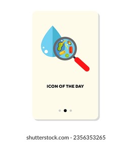 Microorganisms and microbes flat icon. Magnifying glass, immunity, disease isolated vector sign. Medicine and hygiene. Vector illustration symbol elements for web