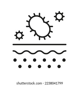 Microorganisms on Dermis Structure Outline Icon. Bacteria on Skin Line Icon. Skin Layer with Microbes Flora Linear Pictogram. Editable Stroke. Isolated Vector Illustration.