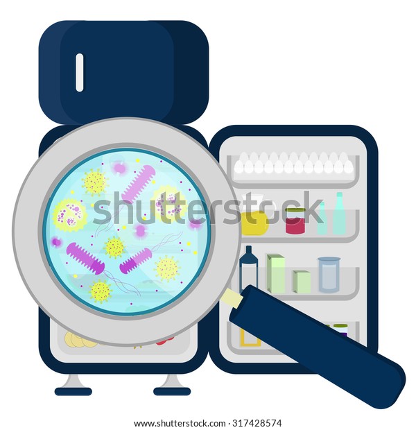 On Refrigerator Full Crowded Stock Vector