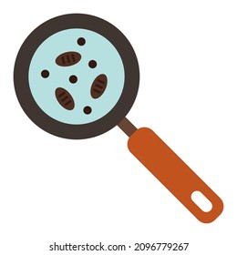 microorganisms under magnifier flat clipart vector illustration
