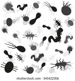 microorganisms,microbes vector silhouettes pattern