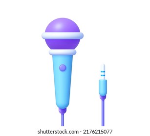 Microphone 3d in cartoon style on white background. 3d speak render vector illustration