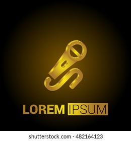 Microphone 3D Golden Metallic Premium Royal Corporate Logo / Icon