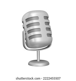 Microphone 3d icon. Studio metal microphone for songs and stand-up. Isolated object on transparent background