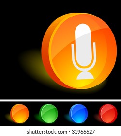 Microphone 3d icon. Vector illustration.
