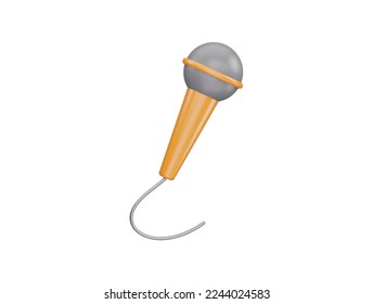 Microphone with 3d vector icon cartoon minimal style