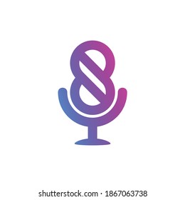 microphone 8 logo with infinity podcast concept