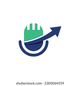 Das Design-Element für das Symbol Microphone und Pfeil nach oben. Kann für Web-, Mobile-, UI- und Infografik-Design verwendet werden.