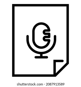 Microphone Audio File Flat Icon Isolated On White Background