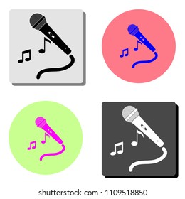microphone audio music. simple flat vector icon illustration on four different color backgrounds