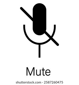 Microphone audio muted icon, vector. Call muted icon vector, Microphone icon for voice muted. vector illustration. 