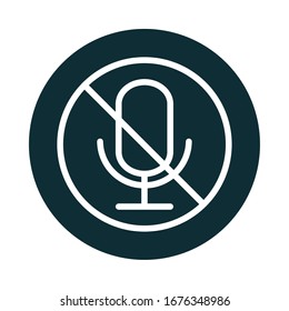 microphone audio muted sound block style icon vector illustration