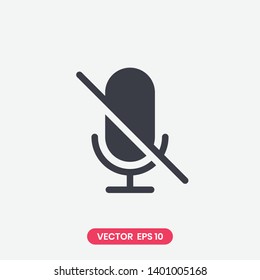 Microphone audio muted vector icon. Speaker symbol isolated on white background.