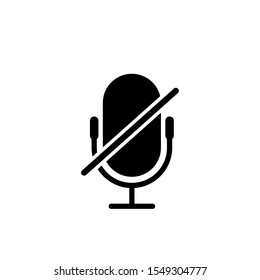 Icono de vector silenciado de audio de micrófono en fondo blanco. Firmar para diseño web