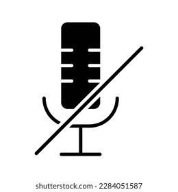 El audio del micrófono se apagó. Icono vectorial de micrófono silenciado aislado en fondo blanco