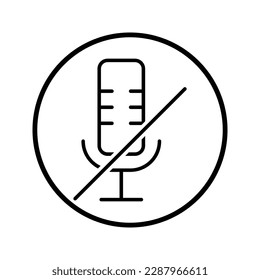 Microphone audio muted. Muted microphone vector icon isolated on white background