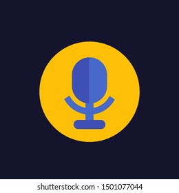 microphone, audio recording icon in flat style