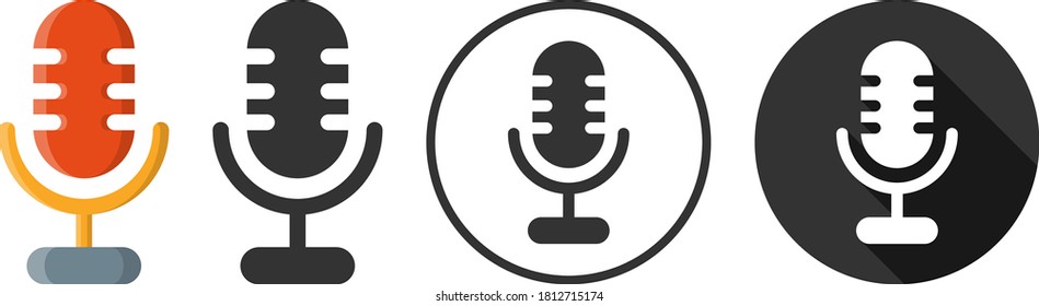 Microphone audio sound icon symbol flat design vector