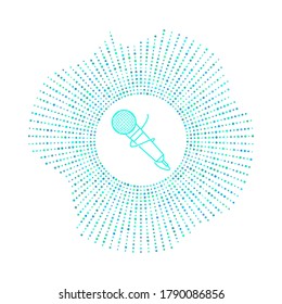 microphone in badge with blue dots
