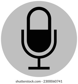 Microphone black color icon with gray circle simple flat style shape. Trendy un muted mic illustration for web, app, mobile, game, UI, logo. Audio, sound record pictogram with isolated background.