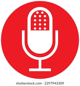 Microphone black color icon with red circle simple flat style shape. Trendy un muted mic illustration for web, app, mobile, game, UI, logo. Audio, sound record pictogram with isolated background.