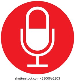 Microphone black color icon with red circle simple flat style shape. Trendy un muted mic illustration for web, app, mobile, game, UI, logo. Audio, sound record pictogram with isolated background.