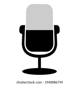 Microphone black icon isolated on white background, podcast icon