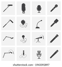 Microphone black icon on white background 