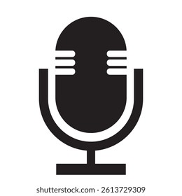 Microphone black icons set. Variant microphone flat or line vector collection isolated on transparent background. Karaoke mic. Podcasting, music, voice, speech, radio sign or symbol for web and mobile