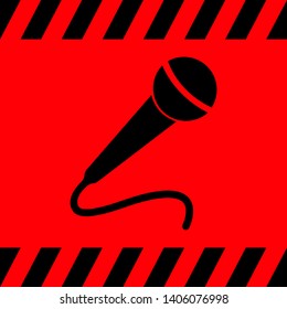 Microphone black on red background, vector illustration for design.
