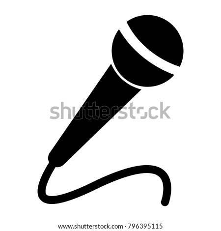 Microphone black on white background, vector
