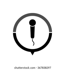 Microphone - black vector icon; map pointer;  message bubble