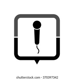 Microphone - black vector icon; map pointer;  message bubble