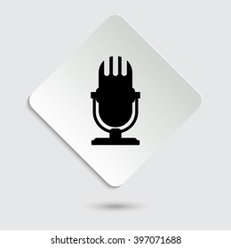 microphone - black vector icon  on a paper button