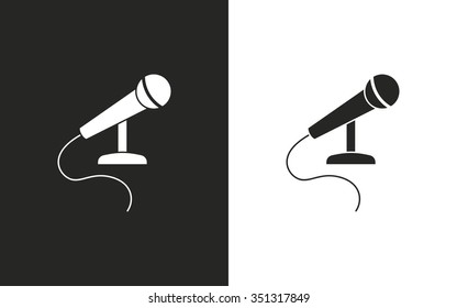 Microphone  -  black and white icons. Vector illustration