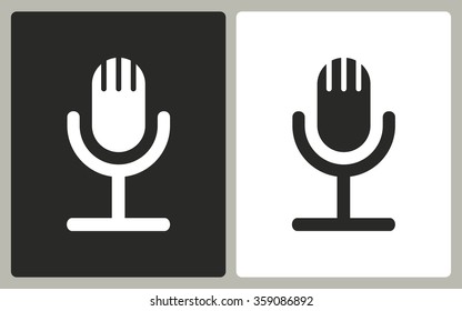 Microphone  -  black and white icons. Vector illustration.