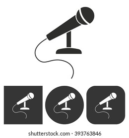 Microphone   -  black and white icons. Vector illustration. 
