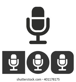 Microphone   -  black and white icons. Vector illustration. 