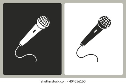 Microphone   -  black and white icons. Vector illustration. 