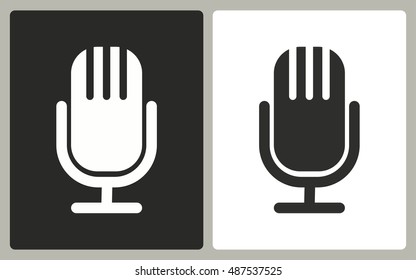 Microphone - black and white icons. Vector illustration.