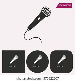 Microphone - black and white icons. Vector illustration.