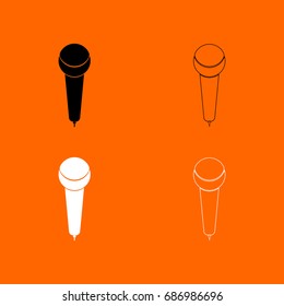 Microphone black and white set icon .
