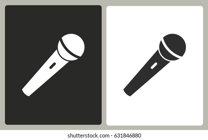 Microphone - black and white vector icons. Illustration isolated for graphic and web design.