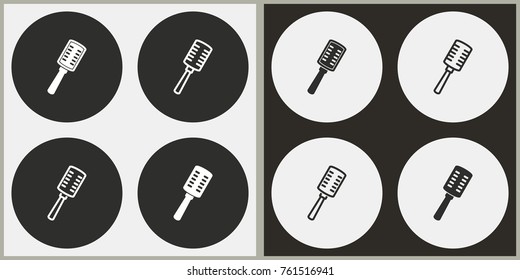 Microphone - black and white vector icons. Round buttons for graphic and web design.