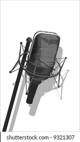 microphone- black and white vector illustration